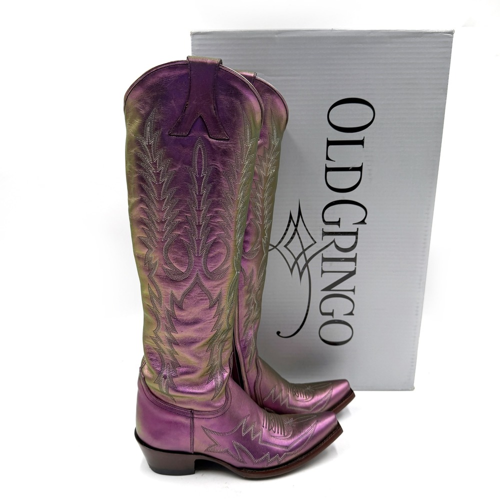 Old Gringo Mayra Bis 18" Boots Purple Green Iridescent Metallic Womens Sz 6